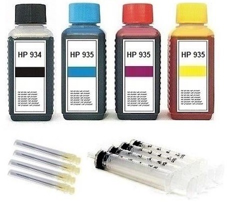Nachfüllset für HP 934 black + 935 cyan, magenta, yellow Tintenpatronen - 4 x 100 ml Tinte + Zubehör