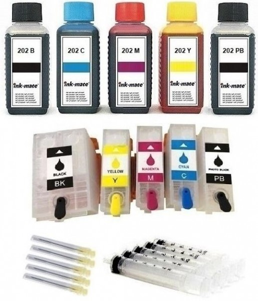 Wiederbefüllbare QUICKFILL-FILL-IN Patronen wie Epson 202, 202 XL + 500 ml INK-MATE Tinten