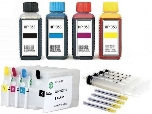 Wiederbefüllbare Tintenpatronen wie HP 953 XL + 400 ml Nachfülltinte