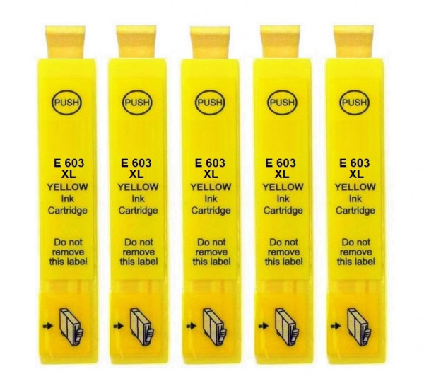 5 x kompatible Druckerpatrone wie Epson 603, 603XL Yellow, Gelb - XXL Füllmenge