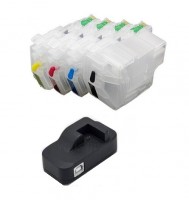 Wiederbefüllbare Tintenpatronen Brother LC-3217, LC-3219 XL mit resetbaren Chips + Chipresetter Wiederbefüllbare Tintenpatronen Brother LC-3217, LC-3219 XL mit resetbaren Chips + Chipresetter