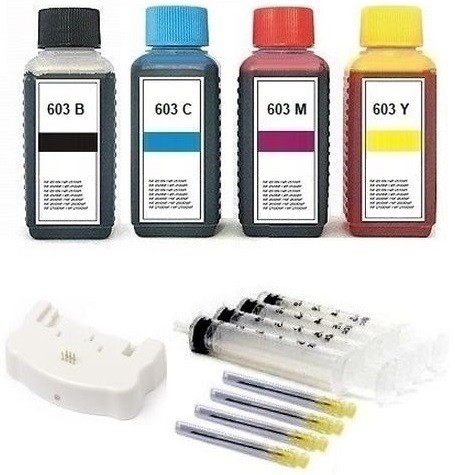Nachfüllset 400 ml Nachfülltinte + Chipresetter für Epson Tintenpatronen 603, 603 XL