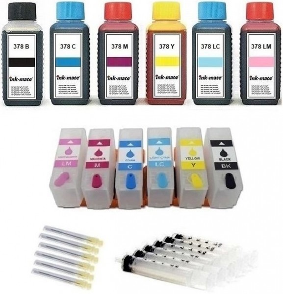 Wiederbefüllbare QUICKFILL-FILL-IN Patronen wie Epson 378, 378 XL + 600 ml INK-MATE Tinten