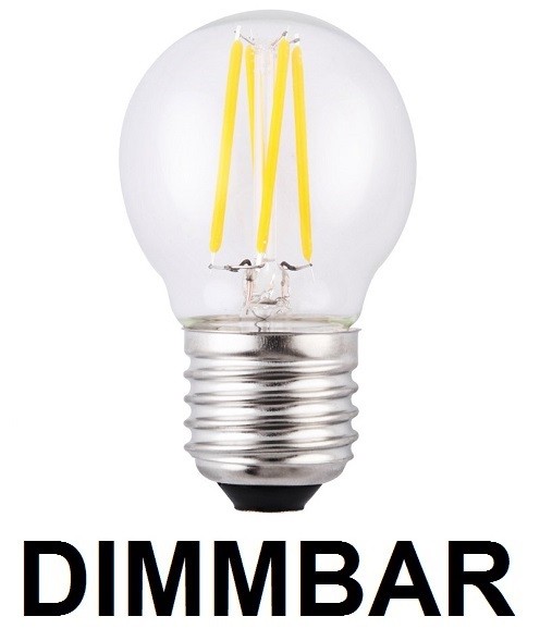 Dimmbare 4 Watt Filament LED Lampe, Birne klein, E27, Lichtfarbe warmweiß 2700 K, Klarglas