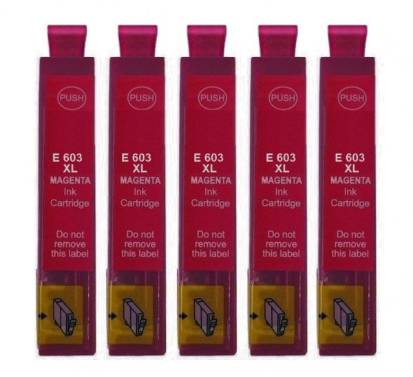 5 x kompatible Druckerpatrone wie Epson 603, 603XL Magenta - XXL Füllmenge