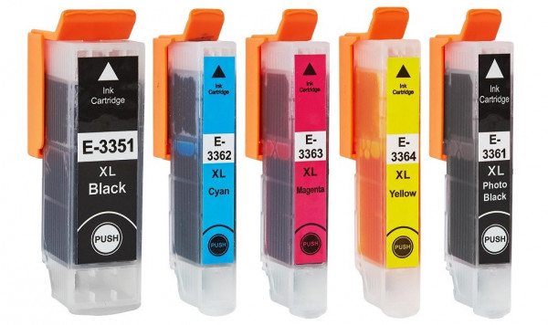 Kompatibles XL-Druckerpatronen Set wie Epson T3351, T3361, T3362, T3363, T3364, T33XL, 33XL