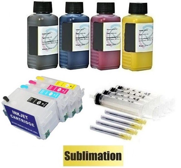 Wiederbefüllbare Tintenpatronen wie Epson T27 XL + 400 ml Dye-Sublimationstinten