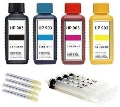 Nachfüllset für HP 903 black, cyan, magenta, yellow Tintenpatronen - 4 x 100 ml Sensient Tinte