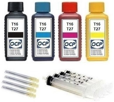 Nachfüllset für Epson Tintenpatronen T0711-4, T1291-4, T16, T27 (XL) - 4 x 100 ml OCP Tinte