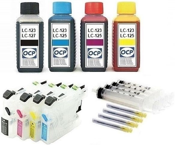 Wiederbefüllbare QUICKFILL-FILL-IN Patronen wie Brother LC-125, LC-127 + 400 ml OCP Tinten