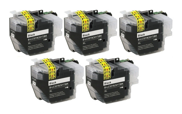 5 x kompatible Druckerpatrone Brother LC-3219 XL-BK Black, Schwarz, LC3219XLBK