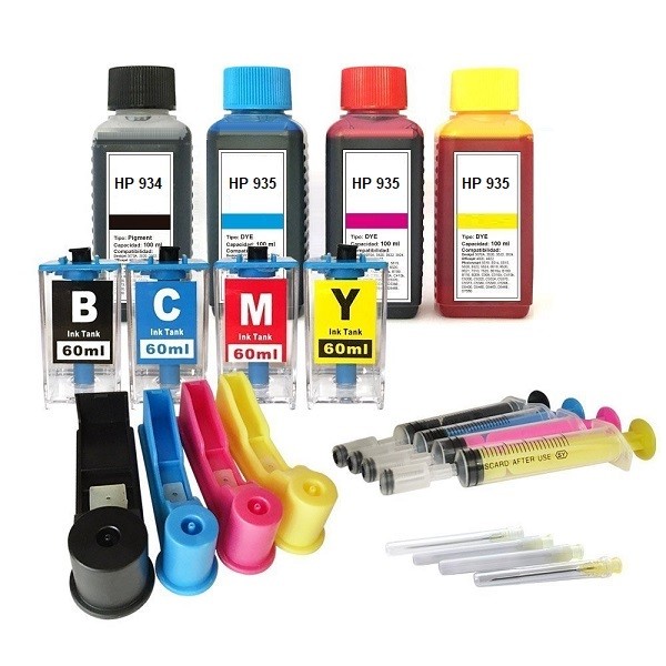 Easy Refill Befülladapter + Nachfüllset für HP 934 (XL) black & 935 (XL) cyan, magenta, yellow