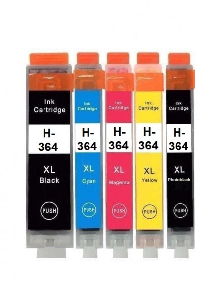 Kompatibles Druckerpatronen-Set HP 364XL Schwarz, Cyan, Magenta, Gelb - 5 Patronen