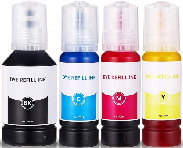 350 ml Nachfülltinte black, cyan, magenta, yellow für Epson Ecotank 101, 102, 105, 106, 113