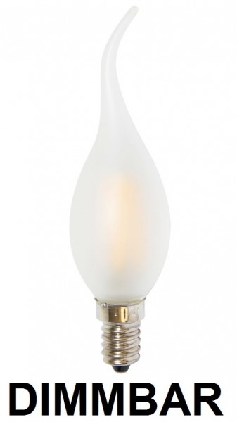 Dimmbare 4 Watt Filament LED Lampe, Kerze Windstoß, E14, Lichtfarbe warmweiß 2700 K, Milchglas