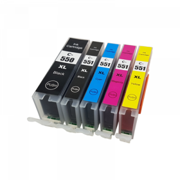 Kompatibles Druckerpatronen Set Canon PGI-550 &amp; CLI-551 schwarz, cyan, magenta, gelb - 5 Patronen