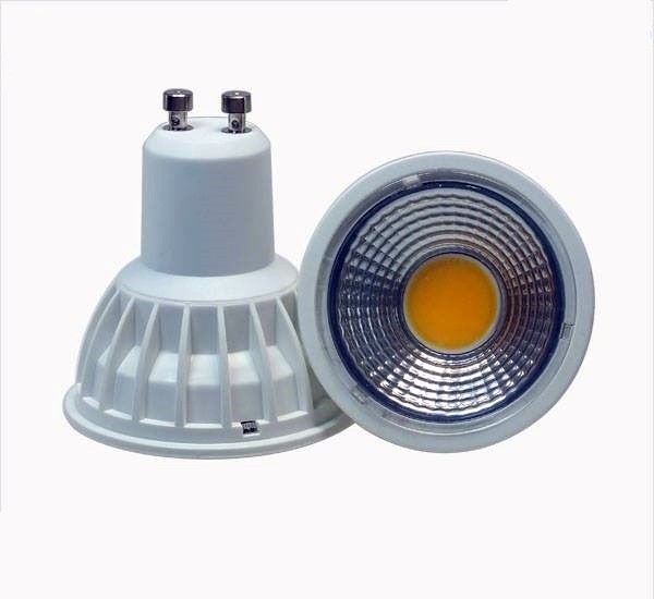 5 Watt COB LED-Spot GU10 Weiß, Lichtfarbe warmweiß 2700 K, 90° Ausstrahlung